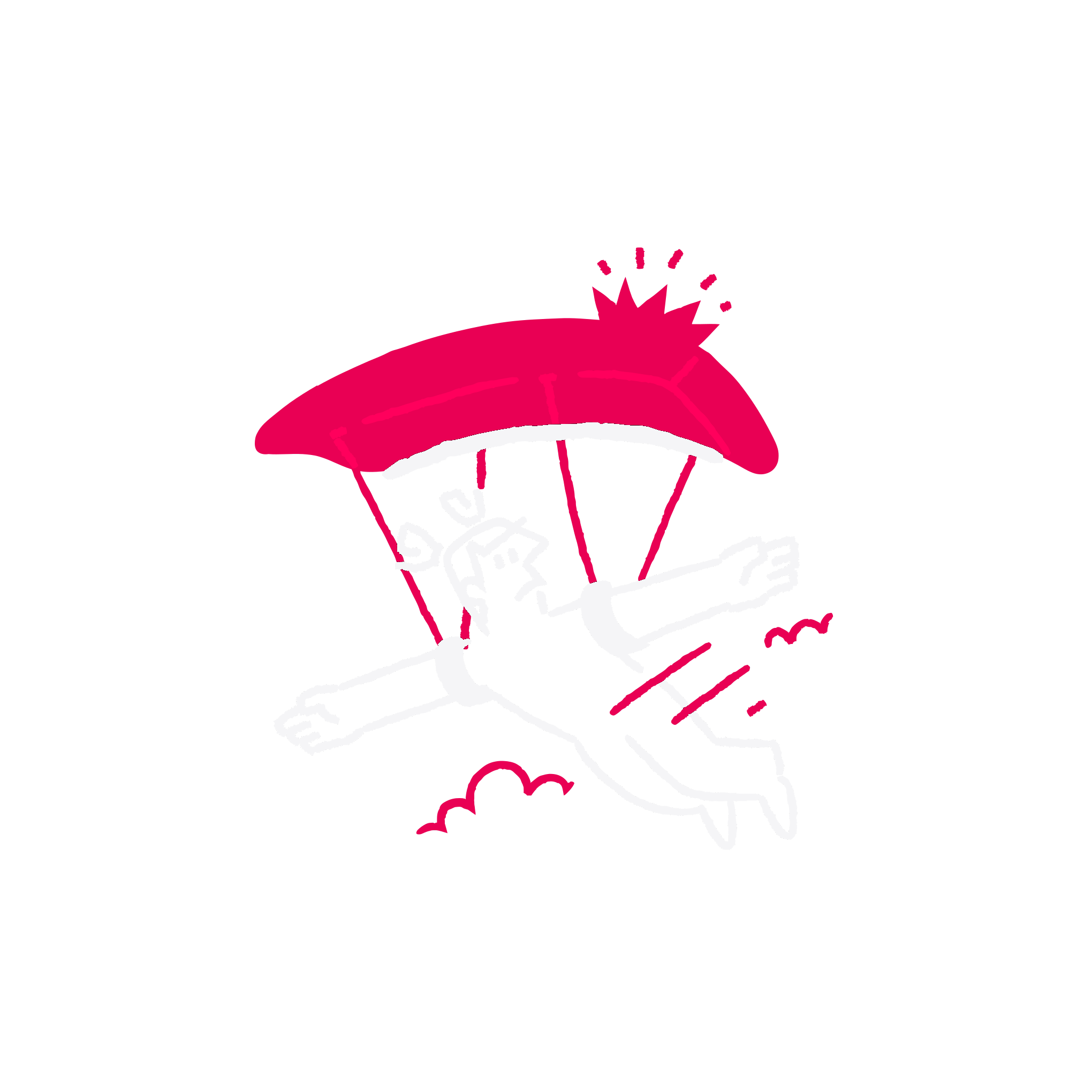 Person skydiving with parachute illustration