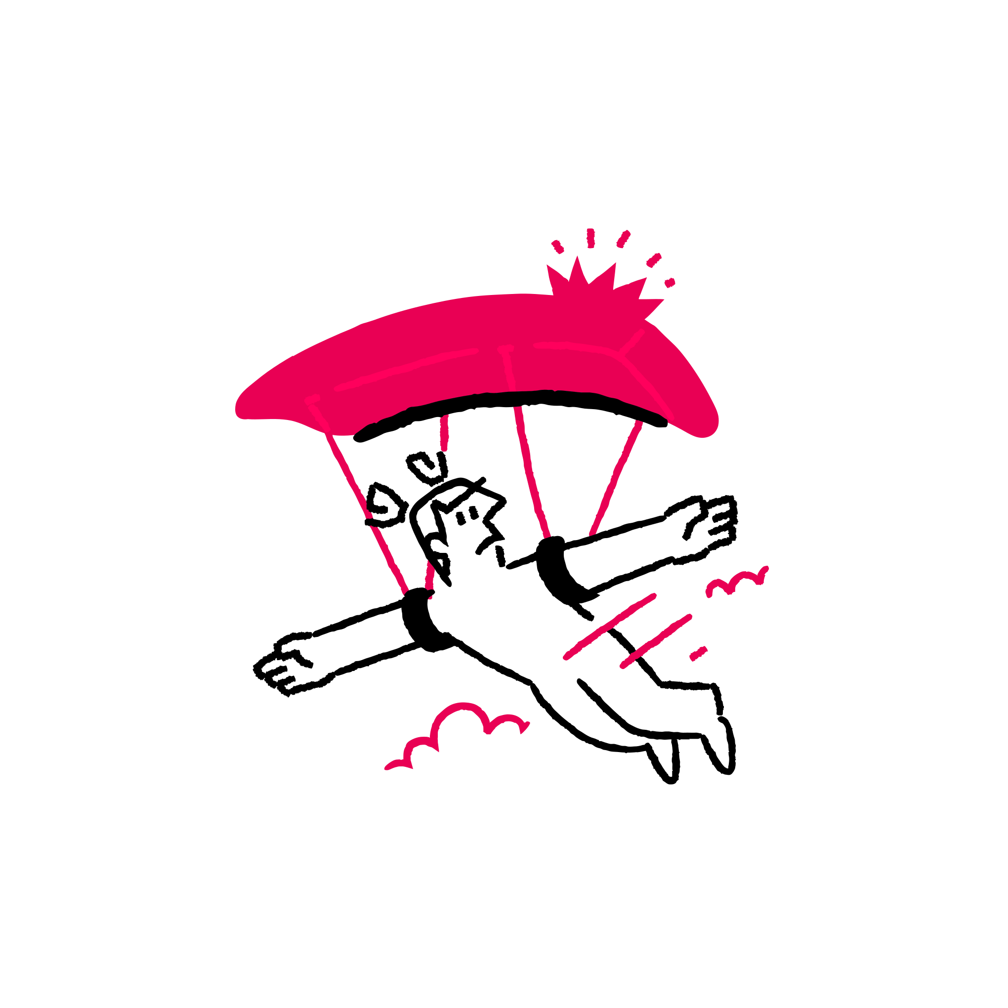 Person skydiving with parachute illustration